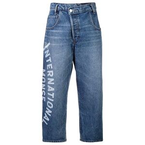 MONSE Logo Printed 90s Grunge Baggy Wide Leg Crossover Waist Boyfriend Jean 26